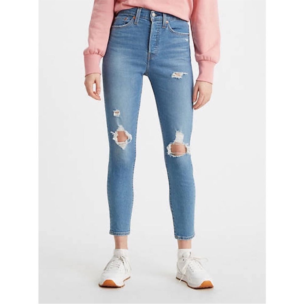 Levi's Denim Distressed Wedgie Skinny Blue Jeans 25